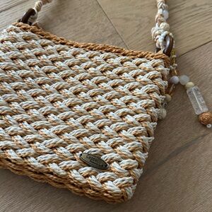 Cappelli Straworld Woven Straw Crossbody Bag Cream Tan